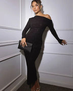 Women's Evening Sparkle Maxi Dress – Flowy Formal Occasion Gown