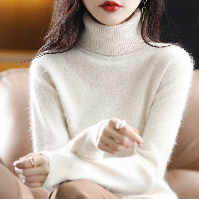 Women's Classic Turtleneck Sweater – Soft High Neck Winter Pullover