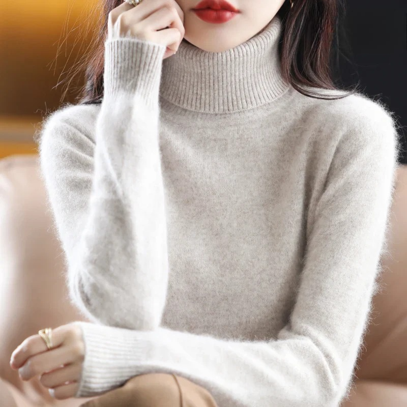 Women's Classic Turtleneck Sweater – Soft High Neck Winter Pullover