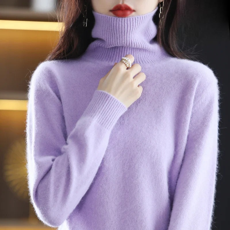 Women's Classic Turtleneck Sweater – Soft High Neck Winter Pullover