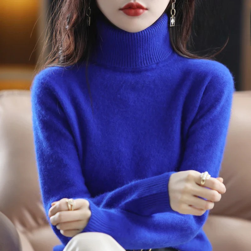 Women's Classic Turtleneck Sweater – Soft High Neck Winter Pullover