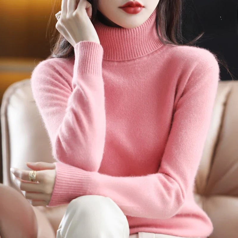 Women's Classic Turtleneck Sweater – Soft High Neck Winter Pullover