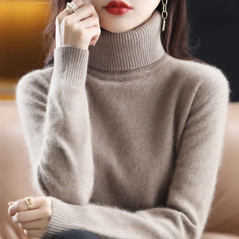 Women's Classic Turtleneck Sweater – Soft High Neck Winter Pullover