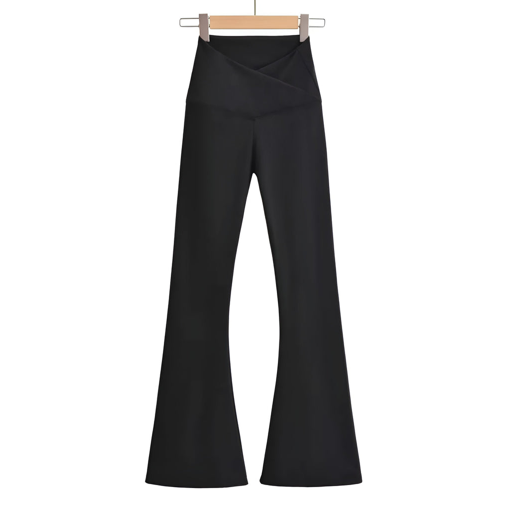 Women's High Waist Stretch Flared Pants – Fitted Everyday Trousers