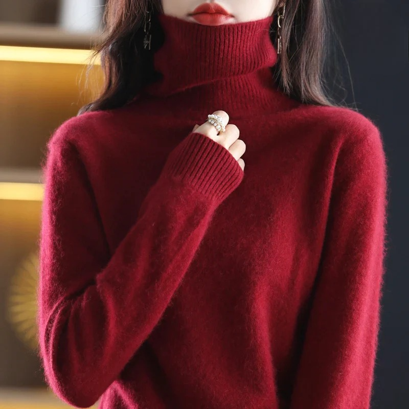 Women's Classic Turtleneck Sweater – Soft High Neck Winter Pullover