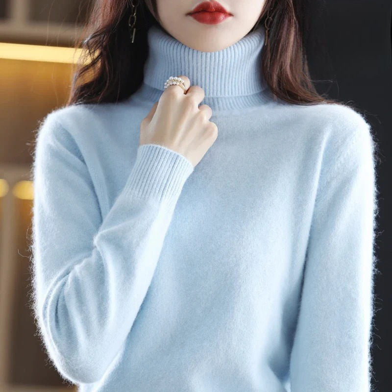 Women's Classic Turtleneck Sweater – Soft High Neck Winter Pullover