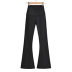 Women's High Waist Stretch Flared Pants – Fitted Everyday Trousers