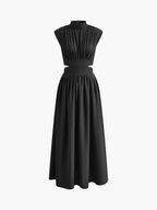 Women's Mock Neck Maxi Dress – Sleeveless Cutout Evening Dress