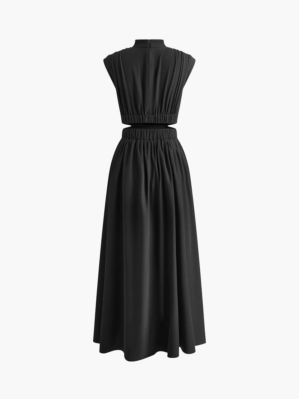 Women's Mock Neck Maxi Dress – Sleeveless Cutout Evening Dress