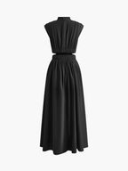 Women's Mock Neck Maxi Dress – Sleeveless Cutout Evening Dress