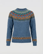 Women's Vintage Icelandic Sweater – Nordic Pattern Crew Neck Knit Pullover