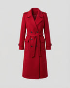 Women's Full Length Lapel Coat – Tailored Double-Breasted Overcoat