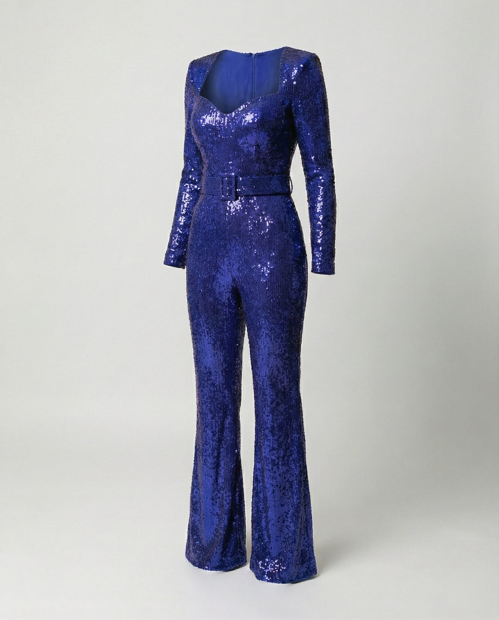 Women's Sequin Cocktail Jumpsuit – Fitted Long Sleeve Party Jumpsuit