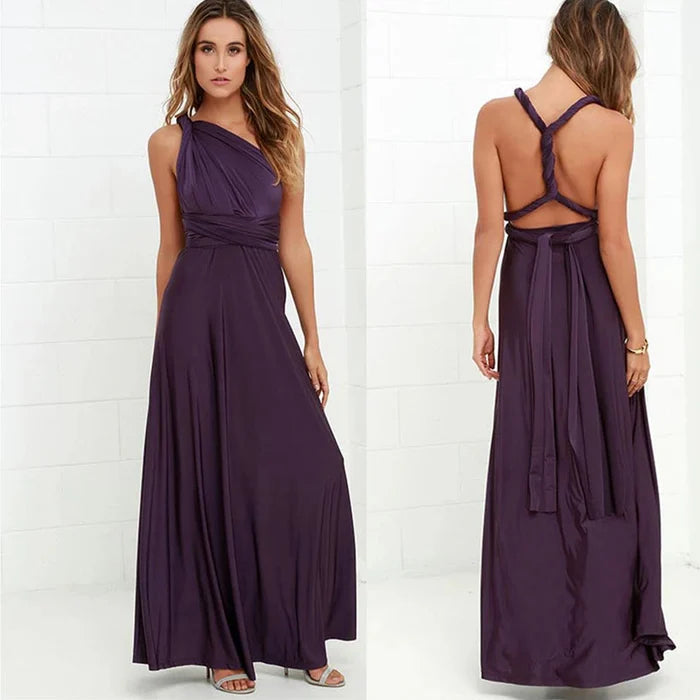 Women's Multiway Wrap Maxi Dress – Convertible Strappy Formal Occasion Dress