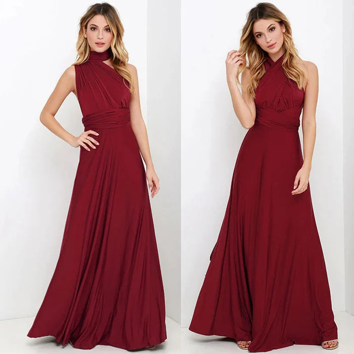 Women's Multiway Wrap Maxi Dress – Convertible Strappy Formal Occasion Dress