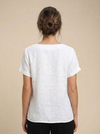 Women's Button Blouse with Round Neckline and Relaxed Fit