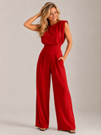 Women's Sleeveless Straight Leg Jumpsuit – Pocket Jumpsuit