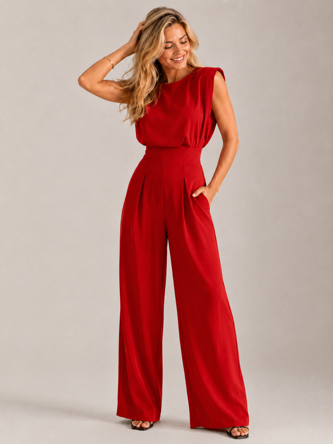Women's Sleeveless Straight Leg Jumpsuit – Pocket Jumpsuit