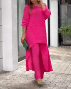 Women's Relaxed Leisure Set – Long Sleeve Top & Matching Pants