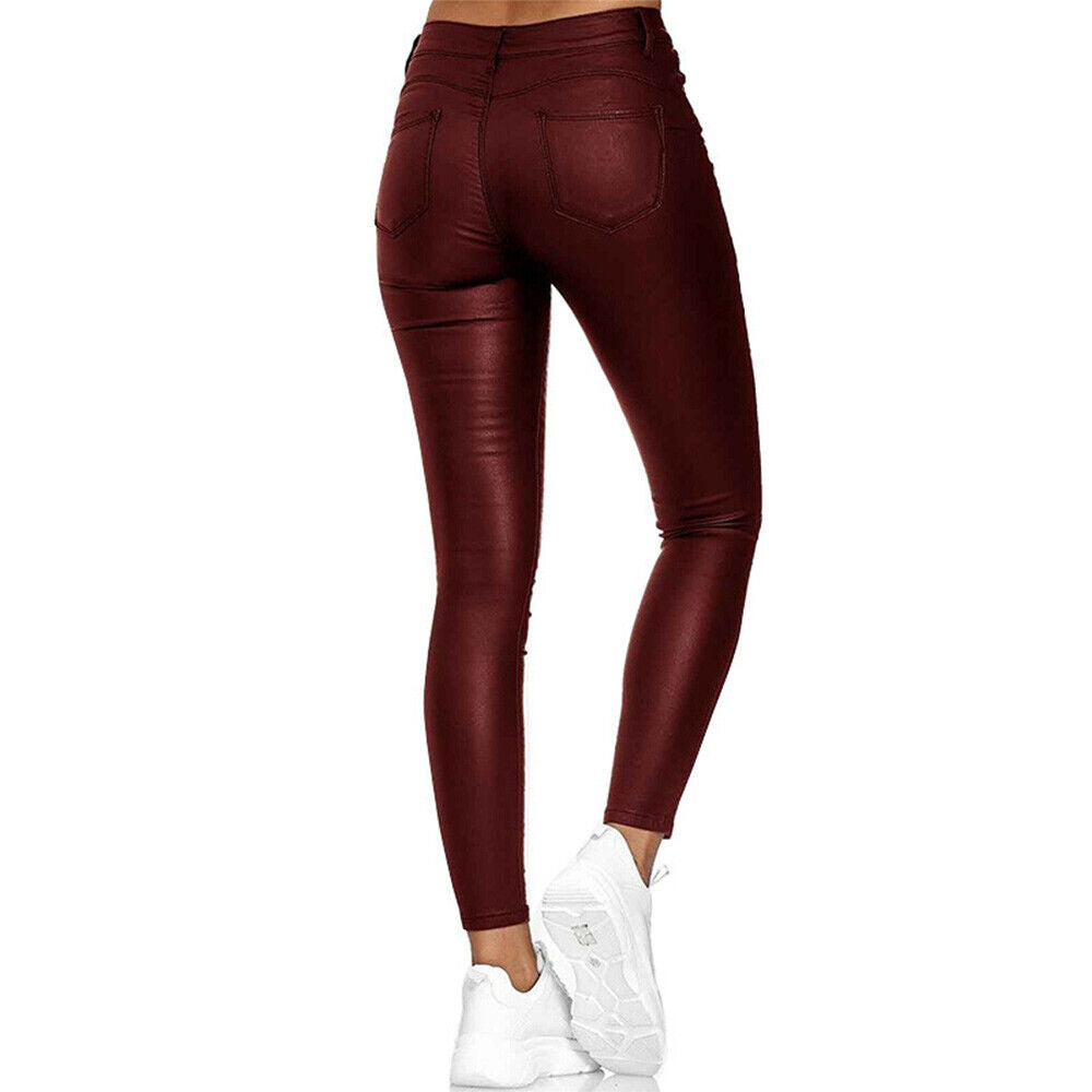 Women's Faux Leather Jeggings – High Waist Skinny Leggings