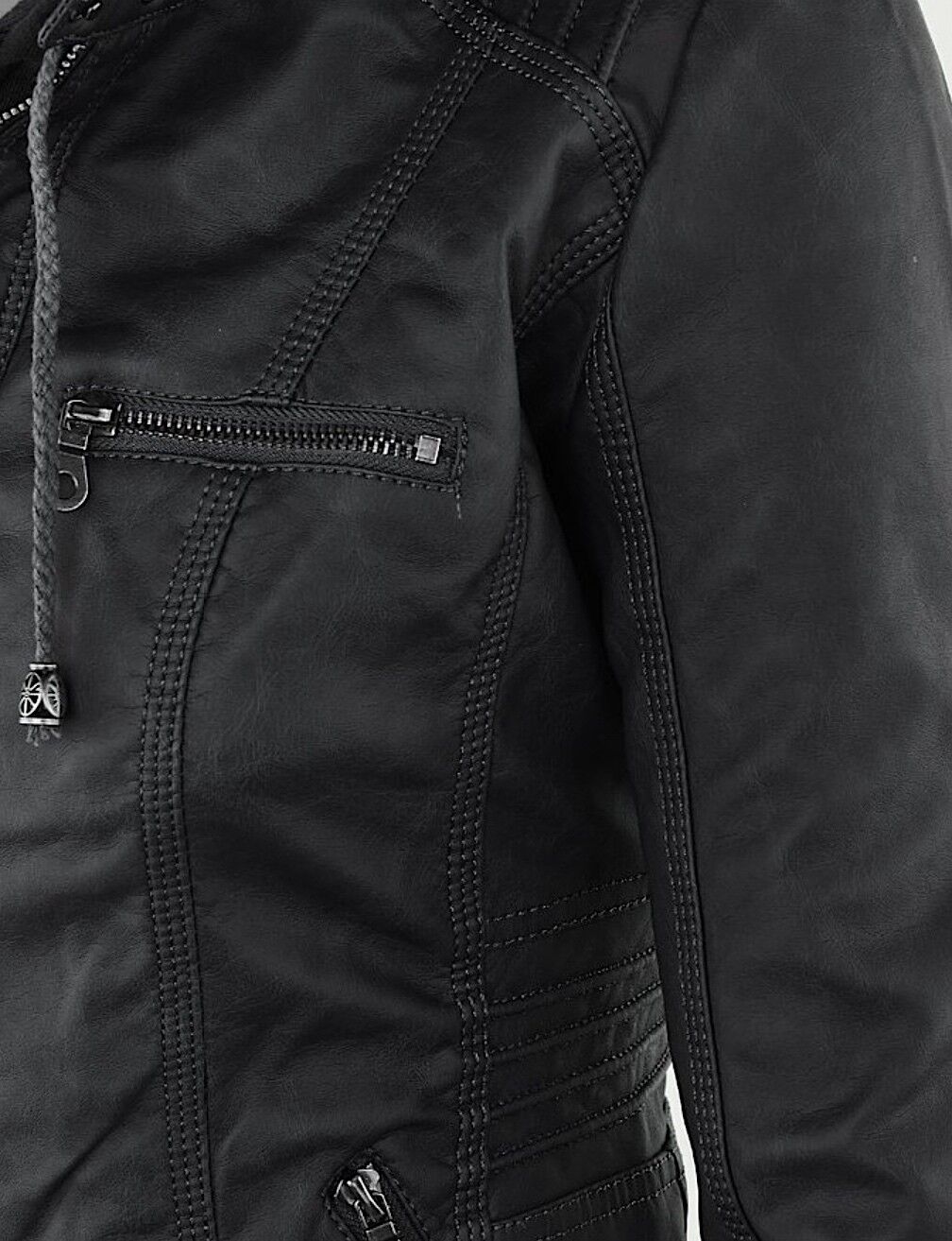 Women's Zip-Up Biker Jacket – Classic Faux Leather Jacket