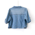 Women's Cropped Short Sleeve Jean Jacket – Relaxed Button Front Jacket