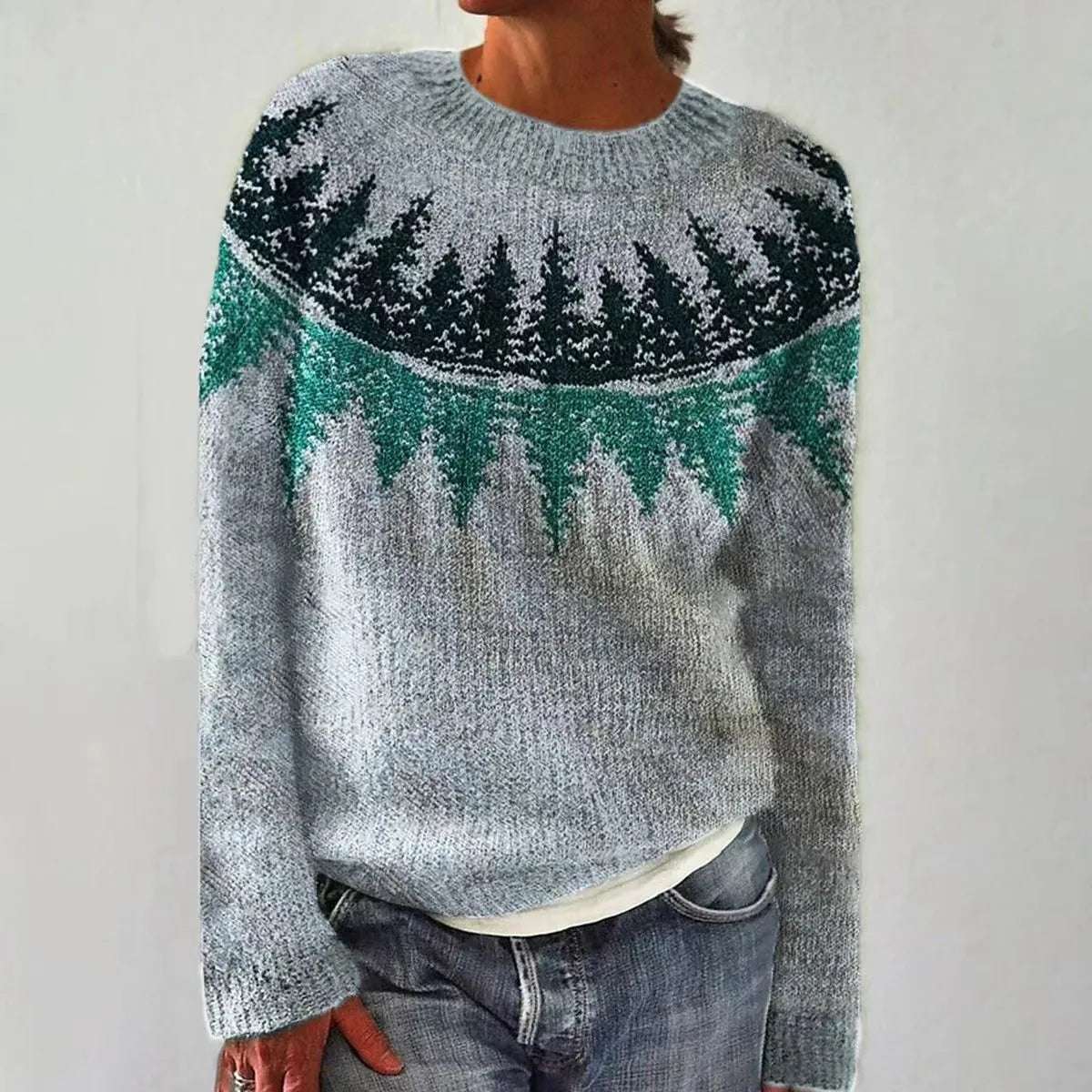 Women's Nordic Fair Isle Sweater – Norwegian Pattern Crew Neck Pullover