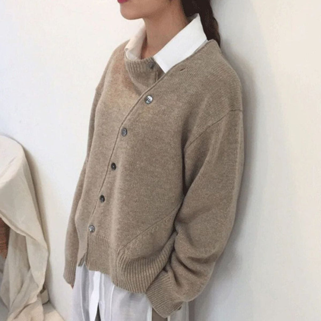 Women's Wrap Button Cardigan – Asymmetrical Front Layering Cardigan