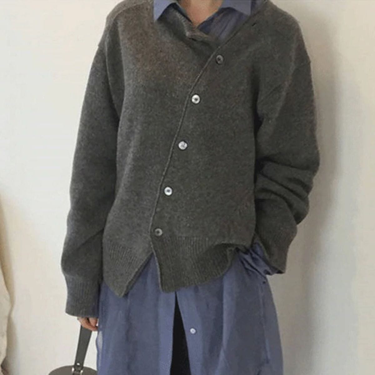 Women's Wrap Button Cardigan – Asymmetrical Front Layering Cardigan