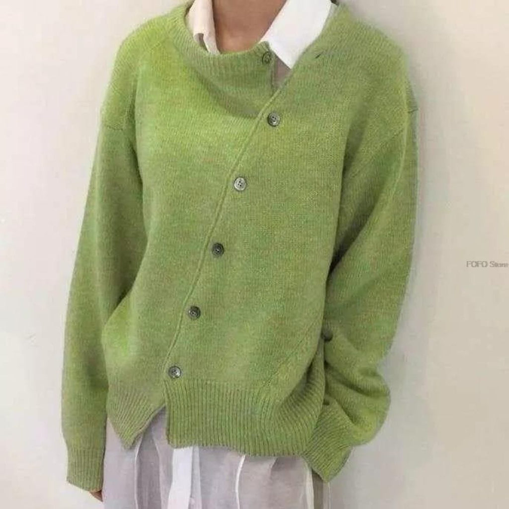 Women's Wrap Button Cardigan – Asymmetrical Front Layering Cardigan