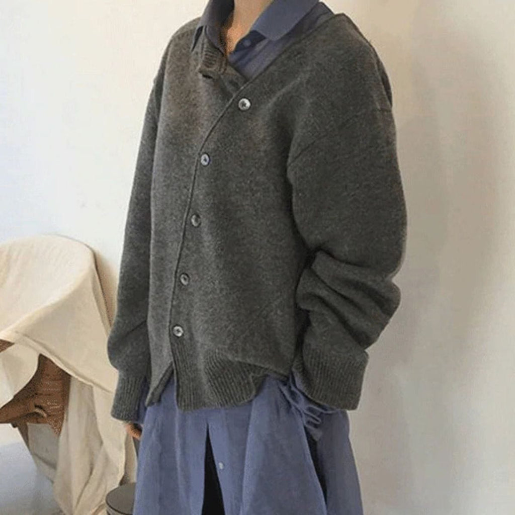 Women's Wrap Button Cardigan – Asymmetrical Front Layering Cardigan