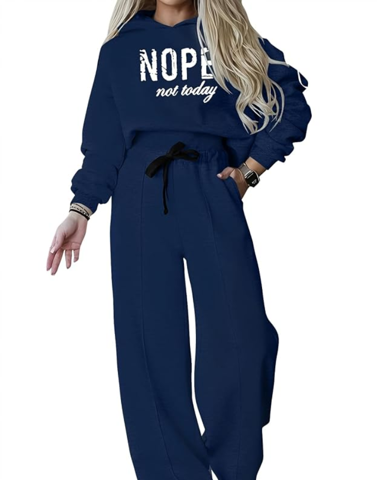 Women's Graphic Tracksuit Set – Wide Leg Hoodie Set