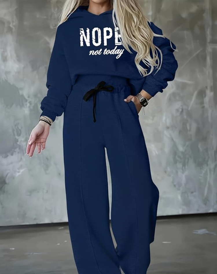 Women's Graphic Tracksuit Set – Wide Leg Hoodie Set