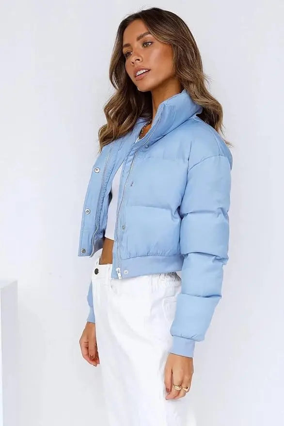 Women's Cropped Puffer Jacket – Boxy Quilted Winter Jacket