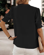 Women's V-Neck Blouse – Short Sleeve Summer Blouse – Sofie