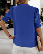 Women's V-Neck Blouse – Short Sleeve Summer Blouse – Sofie