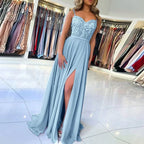 Women's Lace High Slit Dress – Formal Evening Occasion Dress