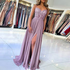 Women's Lace High Slit Dress – Formal Evening Occasion Dress