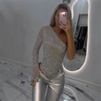 Women's Sleek Fitted Bodysuit – Long Sleeve Day-to-Night Layering Bodysuit