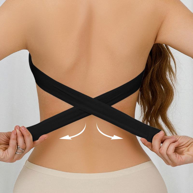 Women's Crossover Strapless Bra – Wireless Side Closure Support Bra