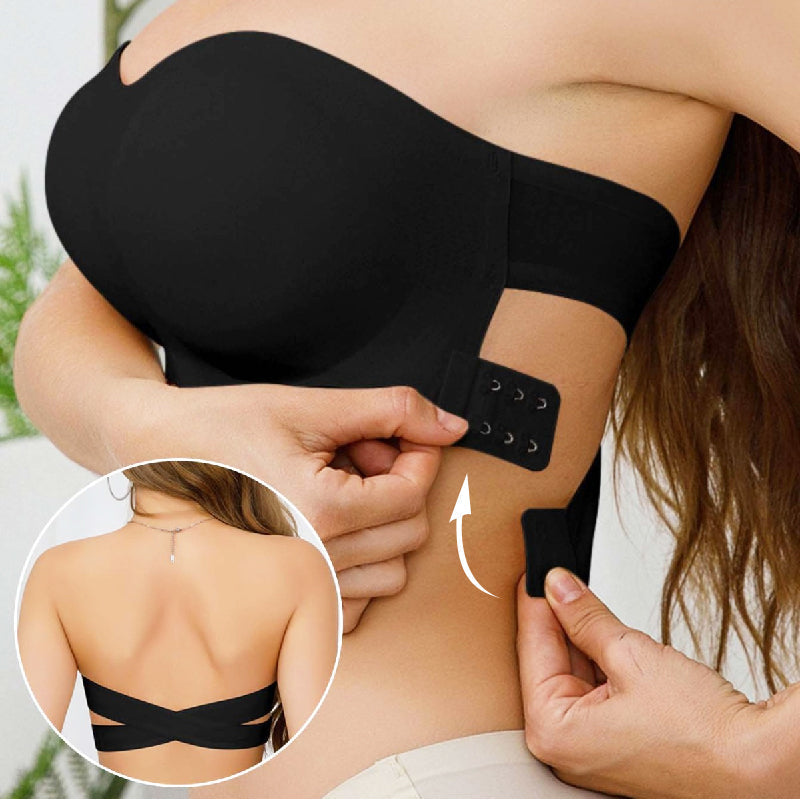 Women's Crossover Strapless Bra – Wireless Side Closure Support Bra