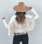 Women's Tassel Fringe Jacket – Western Zip Front Statement Jacket
