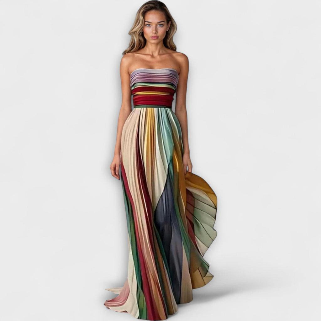 Women's Pleated Maxi Dress – Strapless Occasion Dress – Avery
