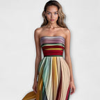 Women's Pleated Maxi Dress – Strapless Occasion Dress – Avery