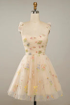 Women's Embroidered A-Line Gown – Floral Tulle Formal Evening Dress
