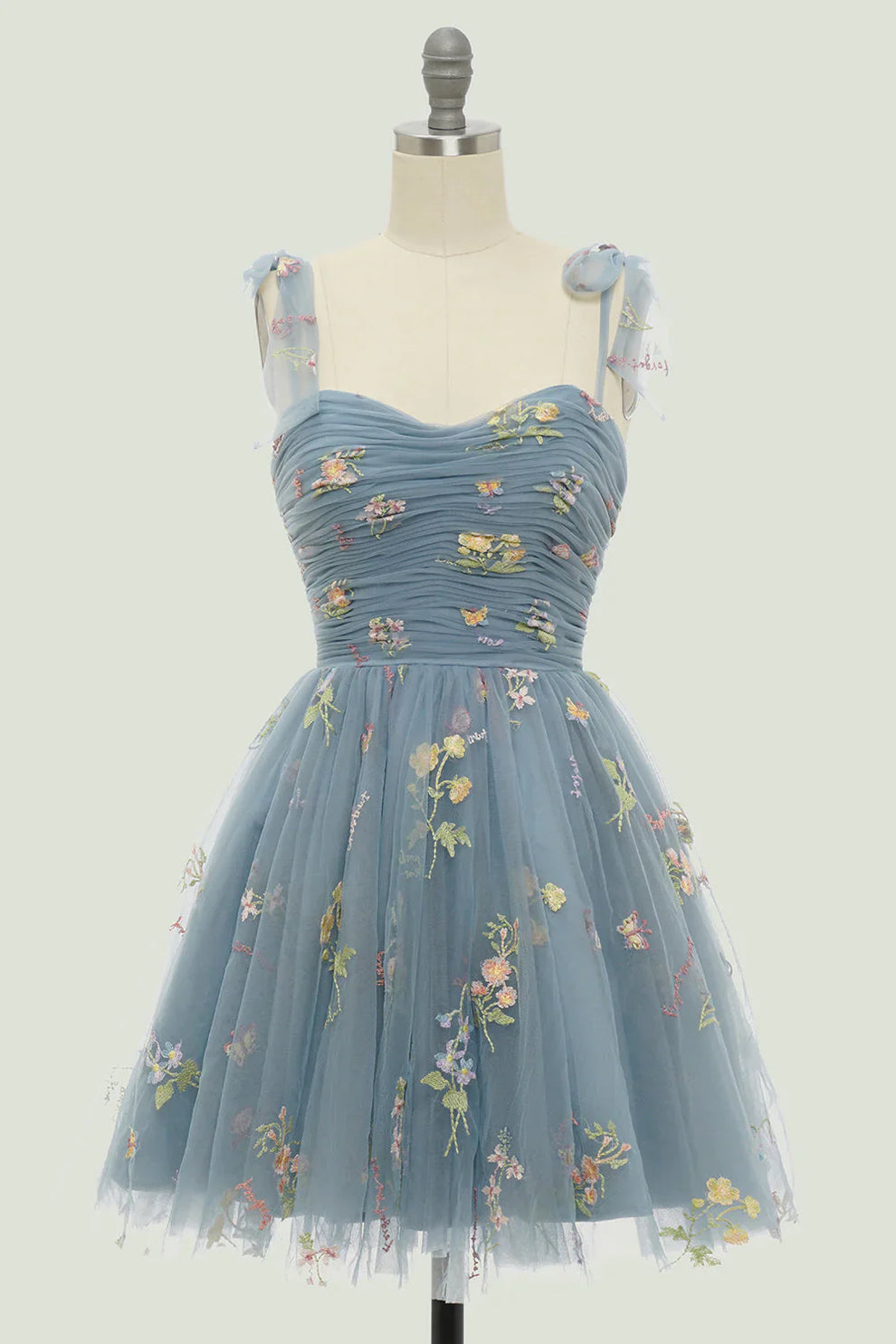 Women's Embroidered A-Line Gown – Floral Tulle Formal Evening Dress