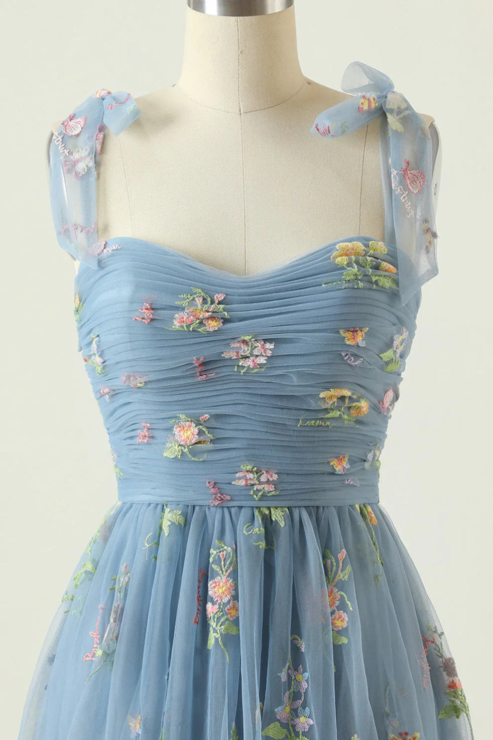 Women's Embroidered A-Line Gown – Floral Tulle Formal Evening Dress