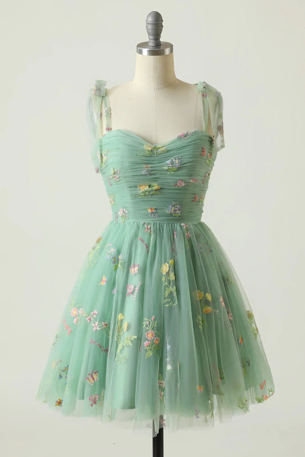 Women's Floral Embroidered Ball Gown – Formal Tulle Evening Dress