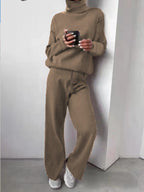 Women's Turtleneck Knit Set – Long Sleeve Top & Coordinated Bottom Set