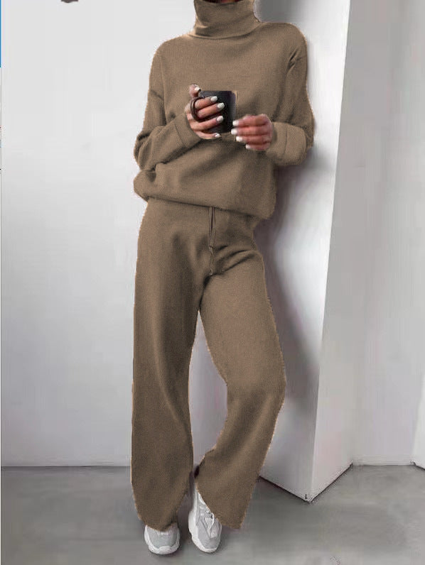 Women's Turtleneck Knit Set – Long Sleeve Top & Coordinated Bottom Set